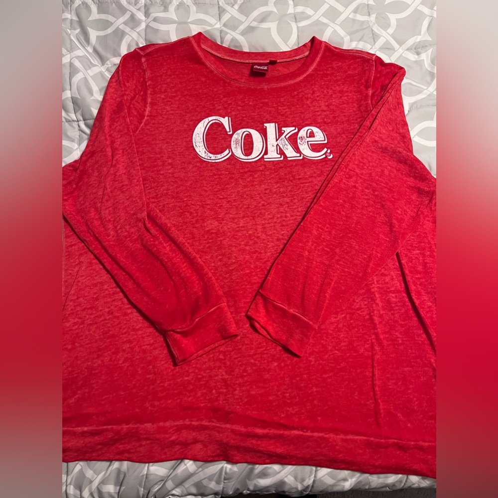 Distressed Coke long sleeve shirt, EUC, 4X